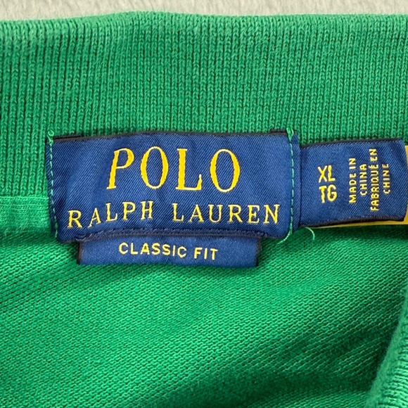 Polo Ralph Lauren Classic Fit Green Polo spellout Shirt Colorful Logo Mens XL - Picture 7 of 11